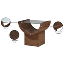 Meridian Beverwil Brown Glass Top And Oak Veneer Base End / Side Table IMAGE 6