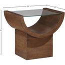  Meridian Beverwil Brown Glass Top And Oak Veneer Base End / Side Table IMAGE 7