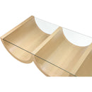  Meridian Beverwil Natural Glass Top And Oak Veneer Base Coffee Table IMAGE 4