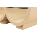  Meridian Beverwil Natural Glass Top And Oak Veneer Base Coffee Table IMAGE 5