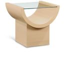  Meridian Beverwil Natural Glass Top And Oak Veneer Base End / Side Table IMAGE 1