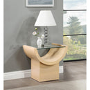  Meridian Beverwil Natural Glass Top And Oak Veneer Base End / Side Table IMAGE 2