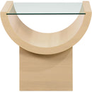  Meridian Beverwil Natural Glass Top And Oak Veneer Base End / Side Table IMAGE 3