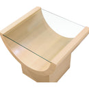  Meridian Beverwil Natural Glass Top And Oak Veneer Base End / Side Table IMAGE 4
