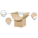  Meridian Beverwil Natural Glass Top And Oak Veneer Base End / Side Table IMAGE 6