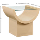  Meridian Beverwil Natural Glass Top And Oak Veneer Base End / Side Table IMAGE 7
