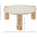  Meridian Thor Natural Resin Top And Burl Veneer Base Coffee Table IMAGE 7