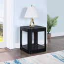  Meridian Reeves Black Solid Wood And Burl Veneer End / Side Table IMAGE 2