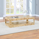  Meridian Reeves Natural Solid Wood And Burl Veneer Coffee Table IMAGE 2