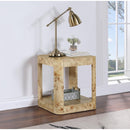  Meridian Reeves Natural Solid Wood And Burl Veneer End / Side Table IMAGE 2