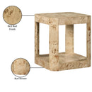  Meridian Reeves Natural Solid Wood And Burl Veneer End / Side Table IMAGE 7
