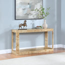  Meridian Reeves Natural Solid Wood And Burl Veneer Console Table IMAGE 2