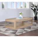  Meridian Reeves Natural Solid Wood And Burl Veneer Coffee Table IMAGE 2