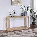 Meridian Reeves Natural Solid Wood And Burl Veneer Console Table IMAGE 2