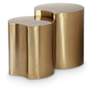  Meridian Dimple Gold Iron 2 pc Modular Nesting End / Side Table IMAGE 1