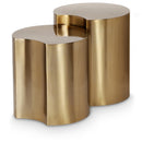  Meridian Dimple Gold Iron 2 pc Modular Nesting End / Side Table IMAGE 1