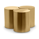  Meridian Dimple Gold Iron 3 pc Modular Nesting Coffee Table IMAGE 1