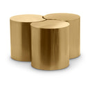  Meridian Dimple Gold Iron 3 pc Modular Nesting Coffee Table IMAGE 1