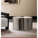  Meridian Dimple Silver Iron 2 pc Modular Nesting End / Side Table IMAGE 2