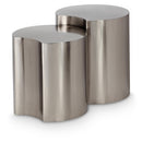  Meridian Dimple Silver Iron 2 pc Modular Nesting End / Side Table IMAGE 1