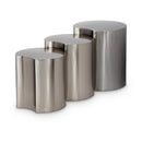  Meridian Dimple Silver Iron 3 pc Modular Nesting End / Side Table IMAGE 1