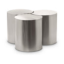  Meridian Dimple Silver Iron 3 pc Modular Nesting Coffee Table IMAGE 1