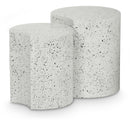  Meridian Dimple White Iron 2 pc Modular Nesting End / Side Table IMAGE 1