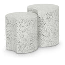  Meridian Dimple White Iron 2 pc Modular Nesting End / Side Table IMAGE 1