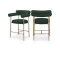  Color_Gold/ Green -- Blake Green Boucle Fabric Upholstered Counter Stool IMAGE 1