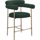  Color_Gold/ Green -- Blake Green Boucle Fabric Upholstered Counter Stool IMAGE 3