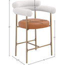Meridian Blake Cognac Boucle Fabric / Vegan Leather Counter Stool IMAGE 10
