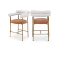  Color_Gold/ Orange -- Blake Cognac Vegan Leather And Boucle Fabric Upholstered Counter Stool IMAGE 1