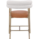  Color_Gold/ Orange -- Blake Cognac Vegan Leather And Boucle Fabric Upholstered Counter Stool IMAGE 2