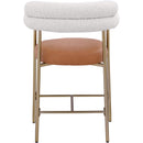 Meridian Blake Cognac Boucle Fabric / Vegan Leather Counter Stool IMAGE 2