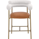  Color_Gold/ Orange -- Blake Cognac Vegan Leather And Boucle Fabric Upholstered Counter Stool IMAGE 5