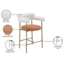  Color_Gold/ Orange -- Blake Cognac Vegan Leather And Boucle Fabric Upholstered Counter Stool IMAGE 9