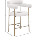  Color_Cream/ Gold -- Blake Cream Vegan Leather And Boucle Fabric Upholstered Counter Stool IMAGE 10