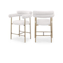 Meridian Blake Cream Boucle Fabric / Vegan Leather Counter Stool IMAGE 1