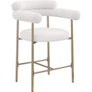  Color_Cream/ Gold -- Blake Cream Vegan Leather And Boucle Fabric Upholstered Counter Stool IMAGE 3