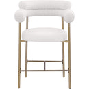  Color_Cream/ Gold -- Blake Cream Vegan Leather And Boucle Fabric Upholstered Counter Stool IMAGE 5