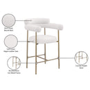  Color_Cream/ Gold -- Blake Cream Vegan Leather And Boucle Fabric Upholstered Counter Stool IMAGE 9