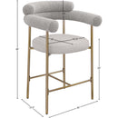  Color_Gold/ Taupe -- Blake Taupe Vegan Leather And Boucle Fabric Upholstered Counter Stool IMAGE 10