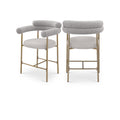  Color_Gold/ Taupe -- Blake Taupe Vegan Leather And Boucle Fabric Upholstered Counter Stool IMAGE 1