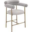  Color_Gold/ Taupe -- Blake Taupe Vegan Leather And Boucle Fabric Upholstered Counter Stool IMAGE 3
