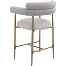  Color_Gold/ Taupe -- Blake Taupe Vegan Leather And Boucle Fabric Upholstered Counter Stool IMAGE 4