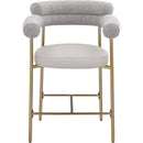  Color_Gold/ Taupe -- Blake Taupe Vegan Leather And Boucle Fabric Upholstered Counter Stool IMAGE 5