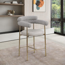  Color_Gold/ Taupe -- Blake Taupe Vegan Leather And Boucle Fabric Upholstered Counter Stool IMAGE 8