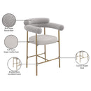  Color_Gold/ Taupe -- Blake Taupe Vegan Leather And Boucle Fabric Upholstered Counter Stool IMAGE 9