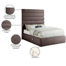 Meridian Adam Brown Linen Textured Fabric Full Bed IMAGE 10