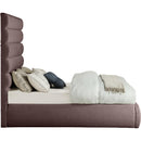 Meridian Adam Brown Linen Textured Fabric Full Bed IMAGE 4
